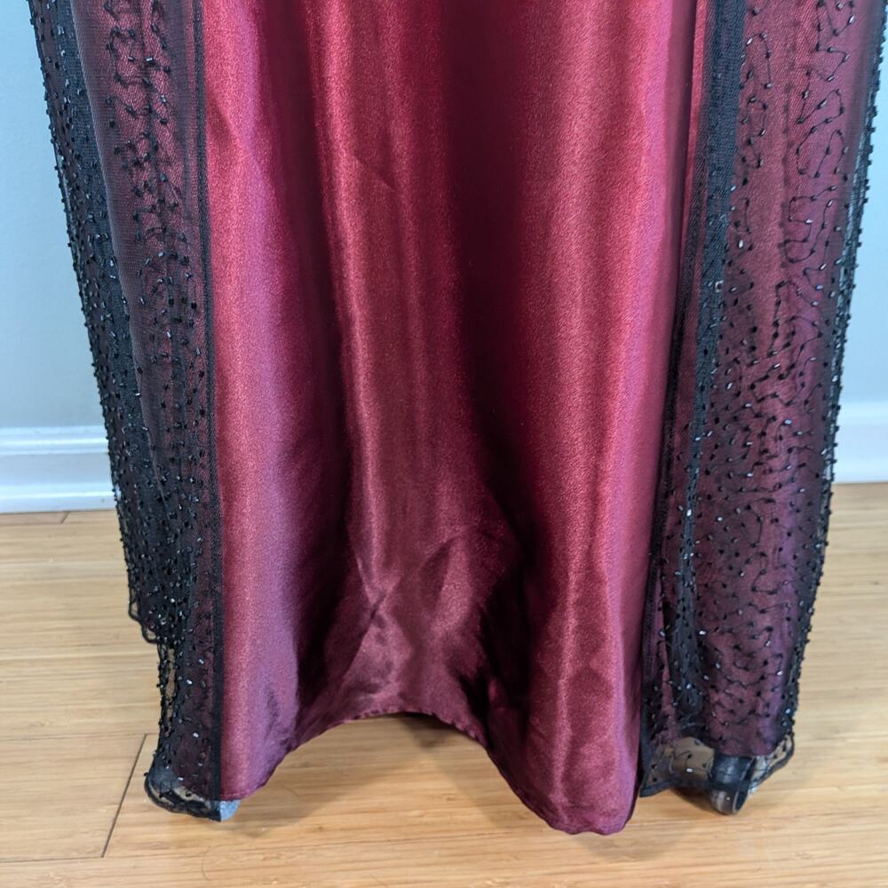 Vintage Morgan Prom Dress Maxi Gown 8 Red Black Babydoll Princess 90s Y2K Goth - Picture 4 of 14